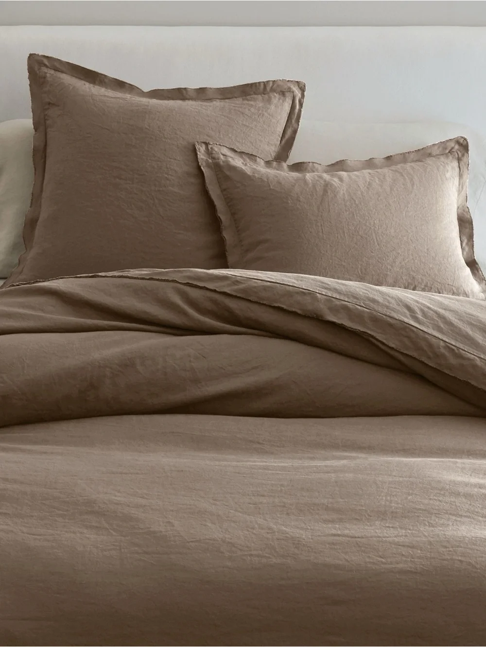 Belgian Flax Linen Double Flange Duvet in Cafe Noir, King/Cal King